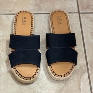 a.n.a Womens Barker Slide Open Toe Casual Summer Sandals Women’s Size 7 Black